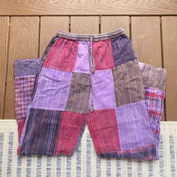 Free People Dupe Hippie Flowy Festival Patchwork Granola Pants - Picture 1 of 2